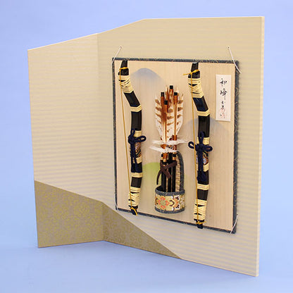 破魔弓出し飾り 薄型屏風付き 和峰　横から