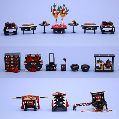 雛道具五段、七段飾り用9点セット 30号(木)献上桜