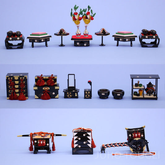 雛道具五段、七段飾り用9点セット 30号(木)献上桜