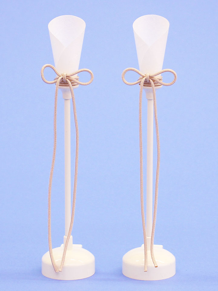  LEDコードレスミニ燭台白ベージュ紐 (樹脂製)