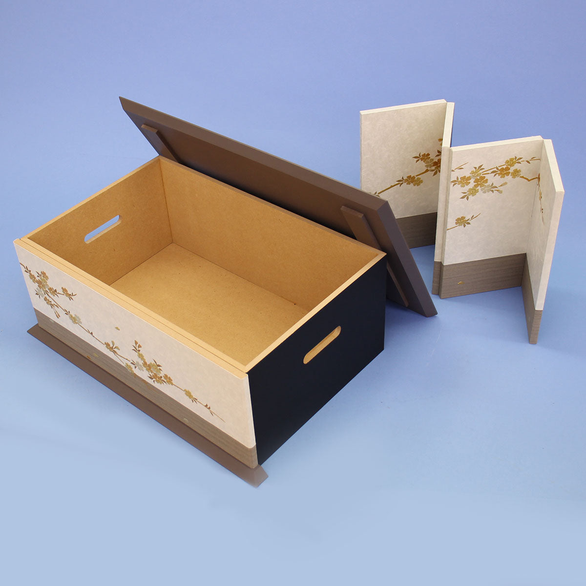 雛人形収納飾り 幅45cm　正絹まめびな　夢桜グレー