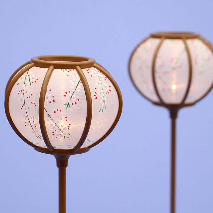 雛人形ぼんぼり  （樹脂製） 13cmミニしだれナチュラルLEDコードレス　明所点灯