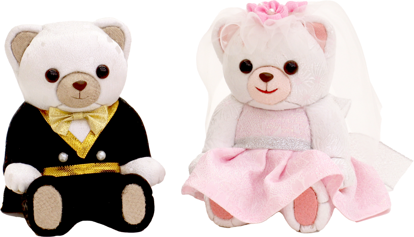 木目込み人形完成品 ウェディングベア白