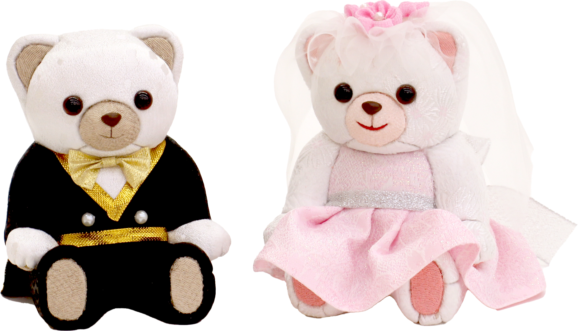 木目込み人形完成品 ウェディングベア白