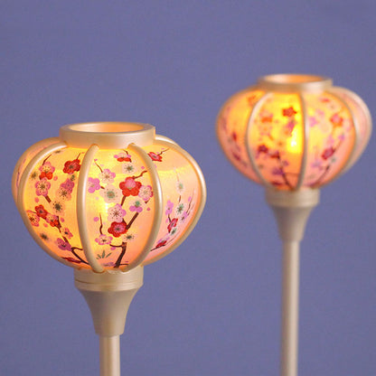 Lanterne poupée Hina (résine) 21 cm Petite Sakura LED sans fil Blanc perle