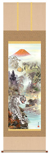 White tiger and a blue dragon of Four gods are inviting fortune.<br>Code: hng-scrl_d5037