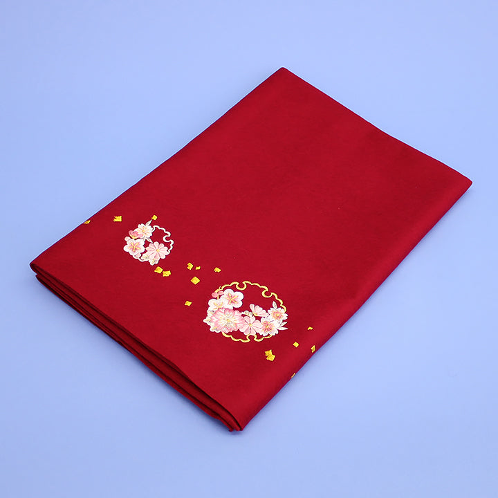 はんなり毛氈 九重刺繍HK32雪輪に小花 エンジ