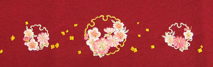 Mosen (feutre) pour poupées Hina Décoration de sol à 1 niveau n° 28 Feutre Hannari Broderie Kokonoe HK32 Flocons de neige et petites fleurs Bordeaux