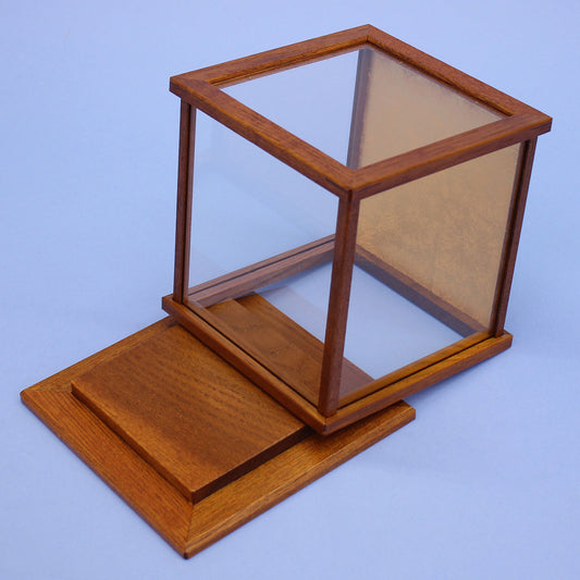 カブセ人形ケース 幅13cm 高さ13cm ミニ木肌13木目調金バック　開く