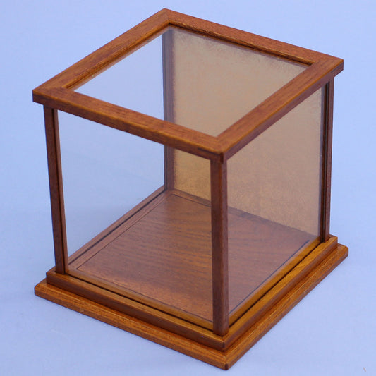 Doll case with lid, width 13cm, height 13cm, mini wood grain 13, gold back