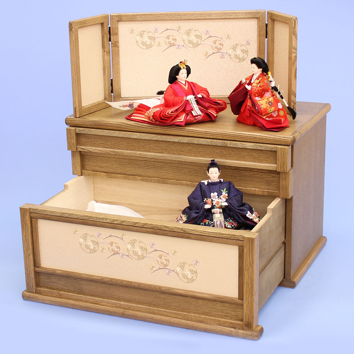雛人形引き出し収納タイプ三段飾り神代60cm　収納イメージ
