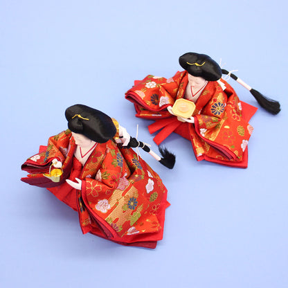 雛人形引き出し収納タイプ三段飾り神代60cm　官女
