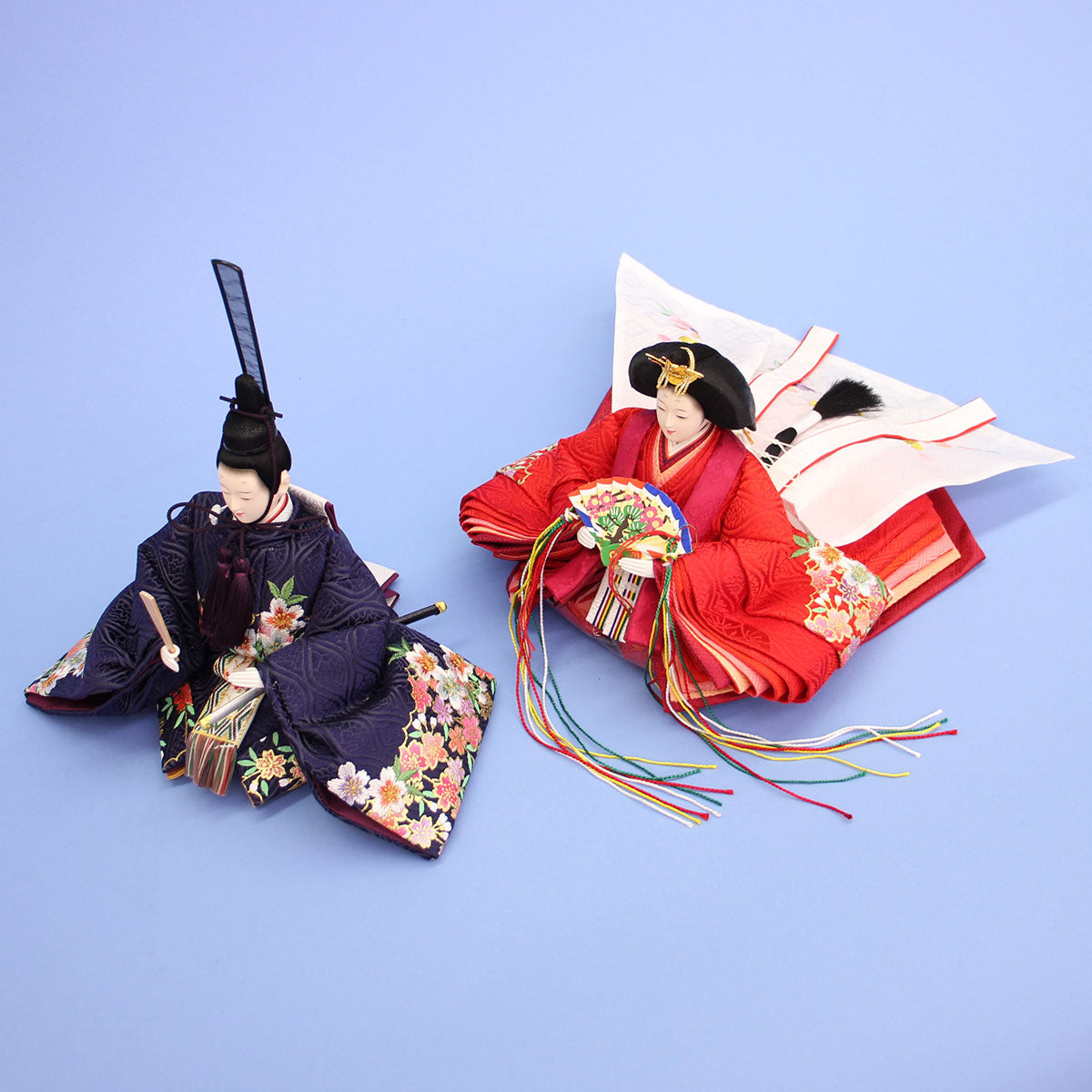 雛人形引き出し収納タイプ三段飾り神代60cm　親王横から