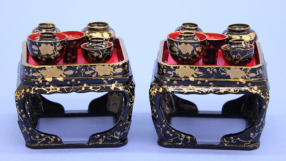 雛道具膳 25号三つ葉盛上げ 掛盤（木製）