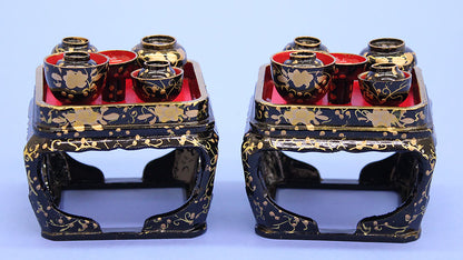 雛道具膳 25号三つ葉盛上げ 掛盤（木製）