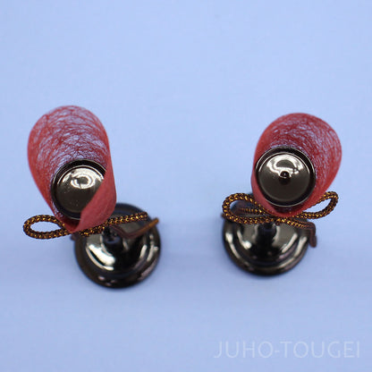 木製油灯18㎝レッド　上から