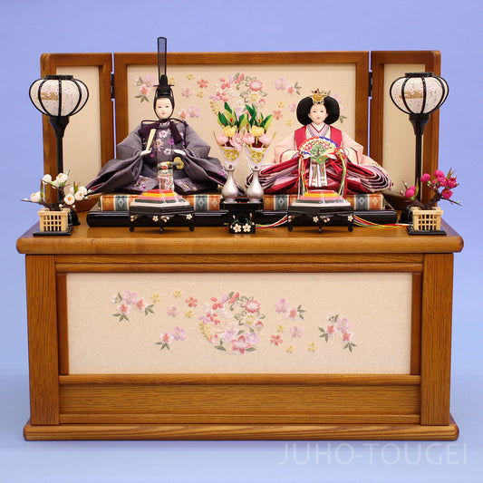 雛人形収納飾り 幅60cm芥子親王オーク引き出し式