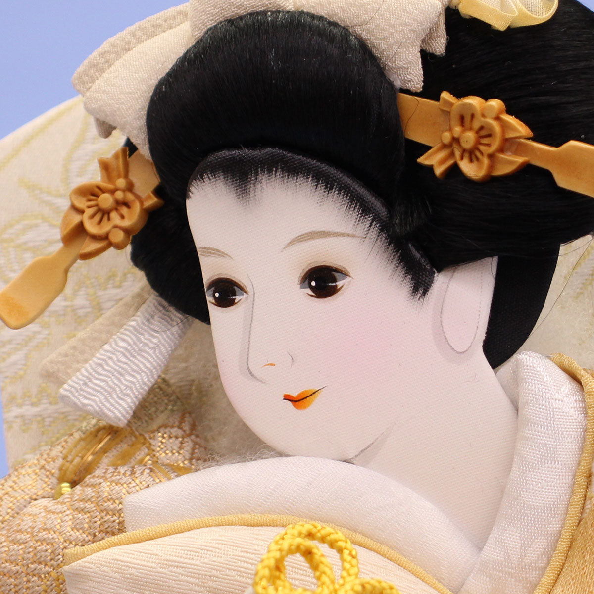 9号押絵羽子板 刺繍美月ゴールド 薄型ケース飾り｜おしゃれで