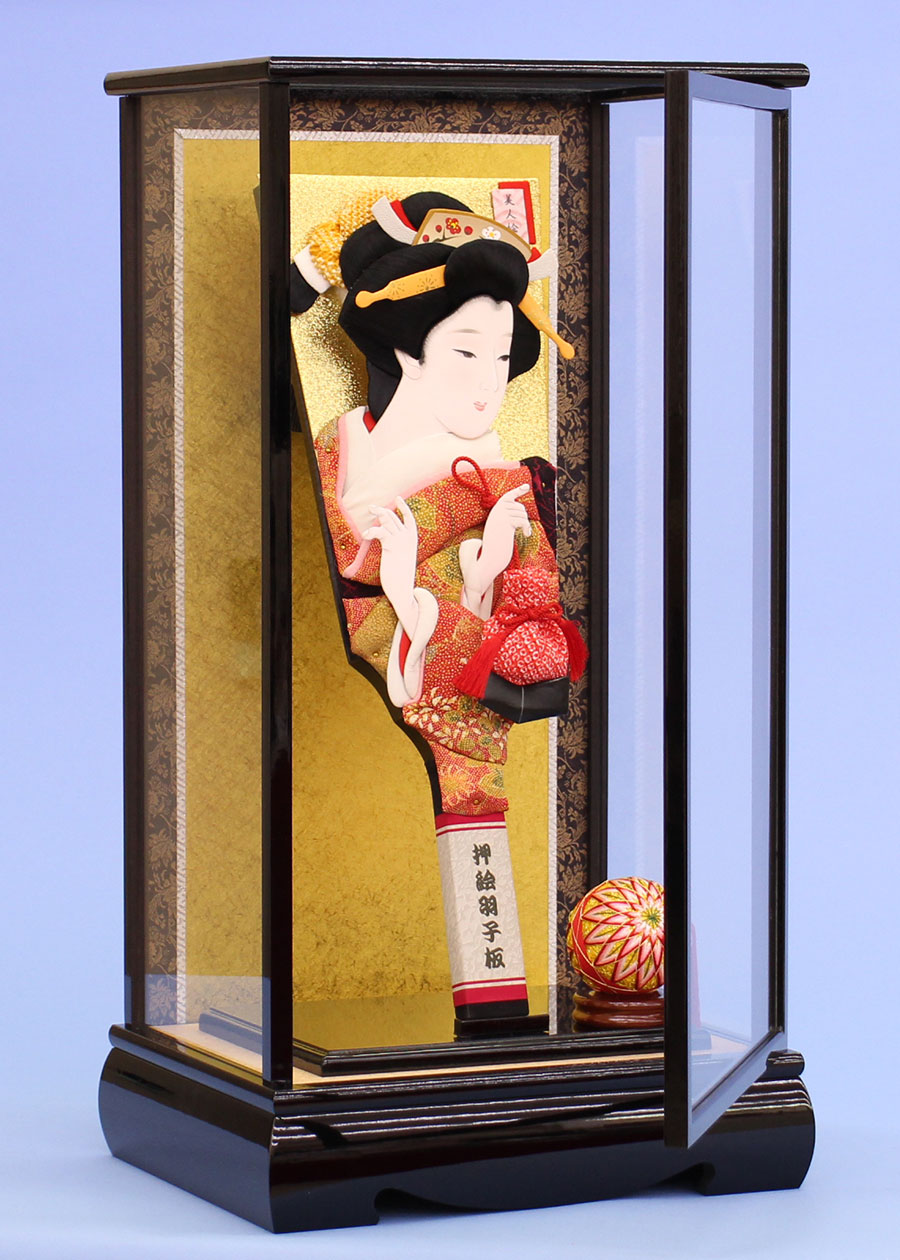 15号美人絵巻巾着　桃山ケース飾り　扉開く