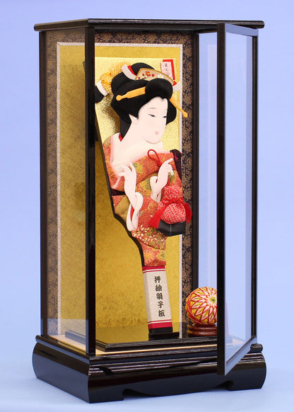 15号美人絵巻巾着　桃山ケース飾り　扉開く