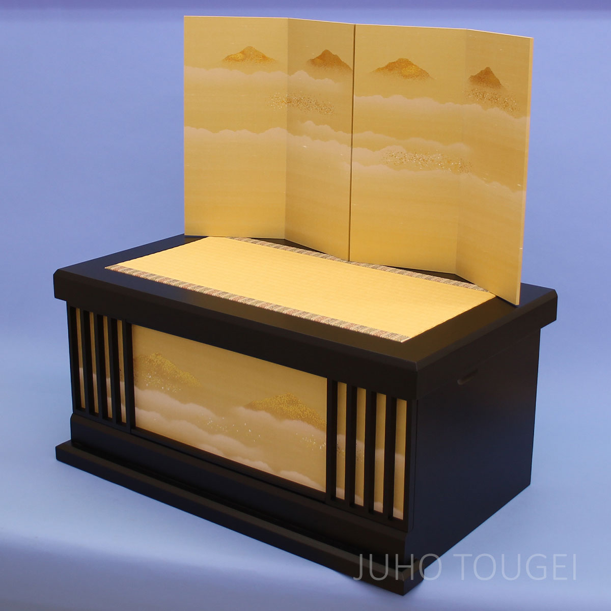 雛人形用収納台屏風セット雲海山　横から