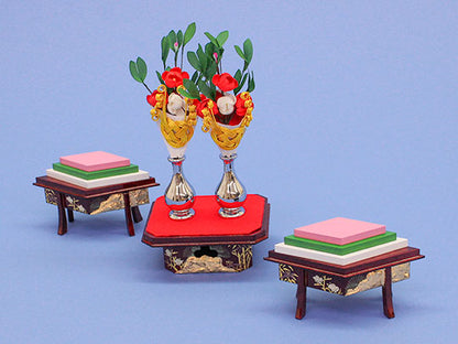 Hina Dolls 3-tiered Display 6-piece Set No.30 Kohaku Syo-chiku-bai furniture(wooden)