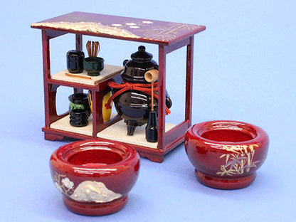 Hina Dolls 3-tiered Display 6-piece Set No.30 Kohaku Syo-chiku-bai furniture(wooden)