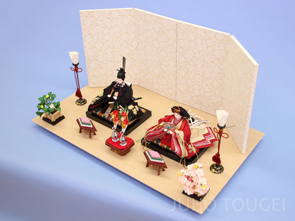 柳葵結親王赤黒刺繍　花唐草飾り　上から