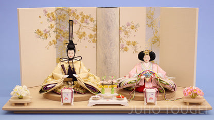 60cm 平饰雏人偶｜京十二番 米色刺绣亲王「日和」