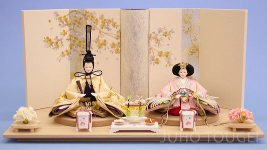 60cm 平饰雏人偶｜京十二番 米色刺绣亲王「日和」