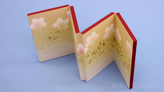 暈し桜箔チラシ屏風　上から