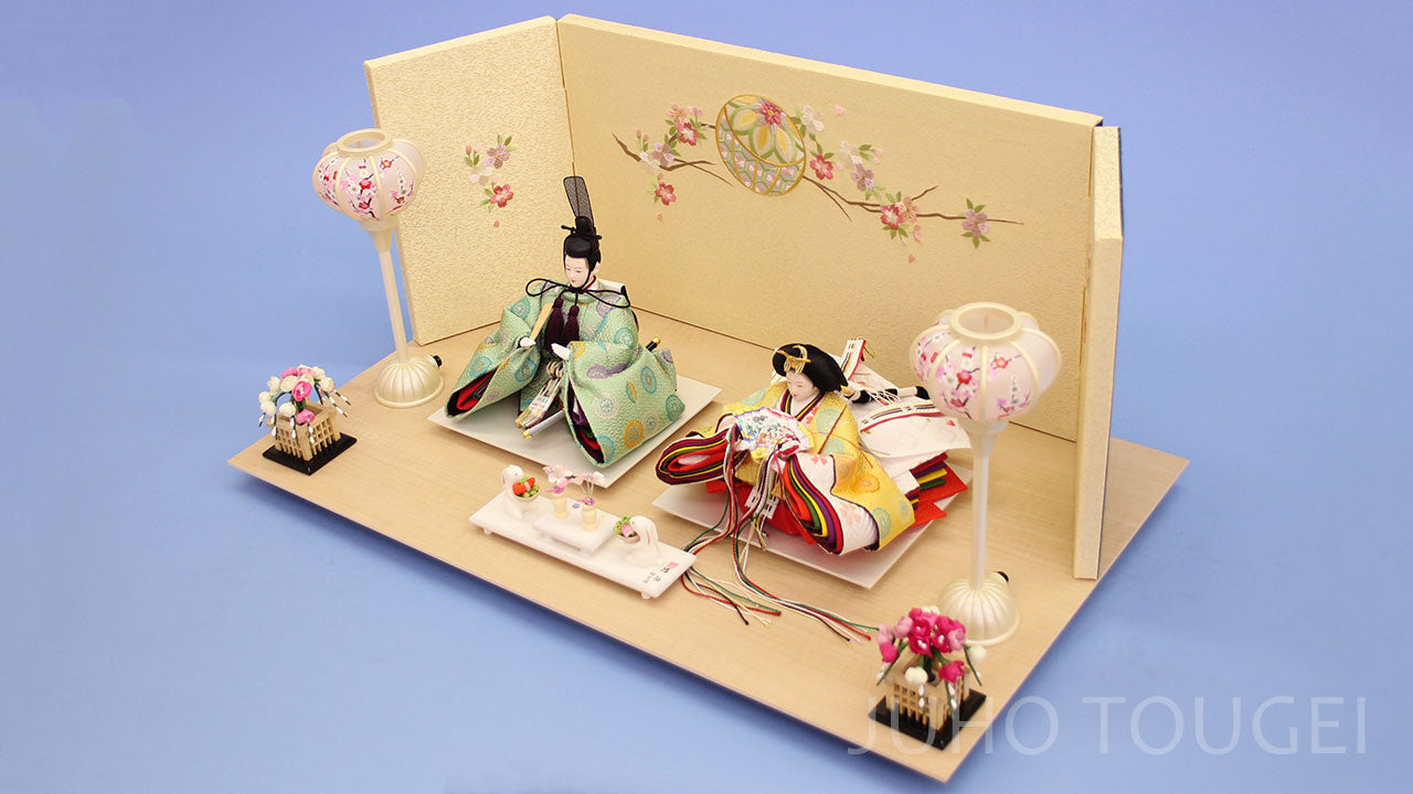 雛人形 親王平飾り 幅60cm｜京十三番 パステル有職 吉祥まり桜 – 寿鳳