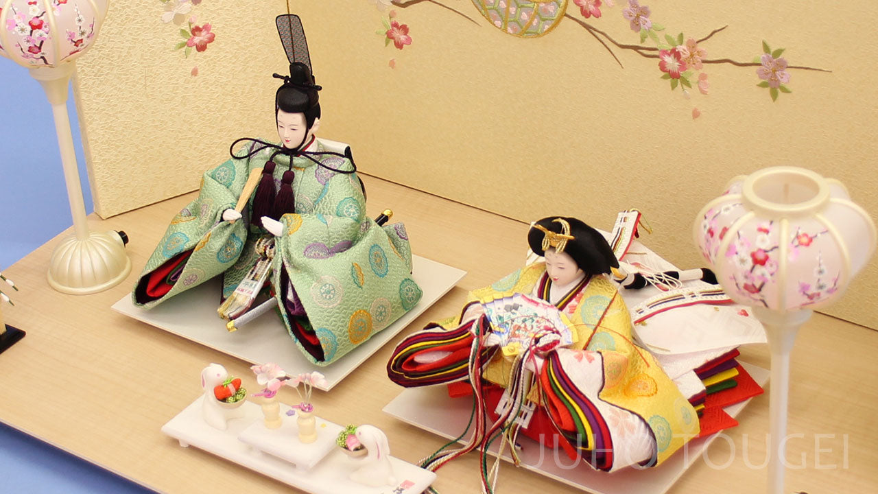 雛人形 親王平飾り 幅60cm｜京十三番 パステル有職 吉祥まり桜 – 寿鳳