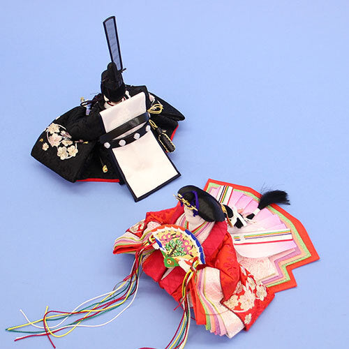 Hina Dolls kogeshi black and red kinran with Sakura embroidery