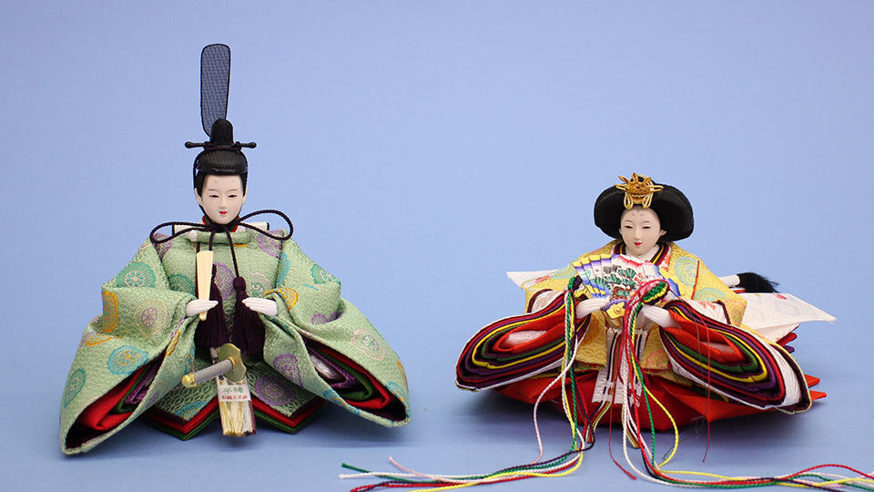 Hina Dolls k13 pastel green and yellow Yusoku kinran patterns