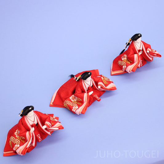 柳三寸金襴刺繍赤　上から