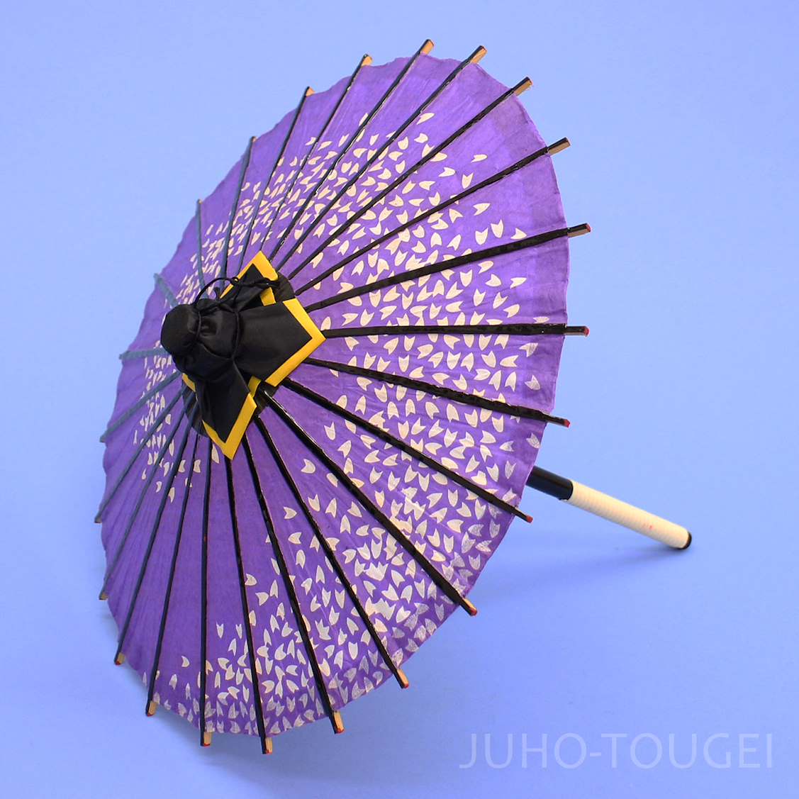 Mini Japanese-style umbrella, purple with cherry blossom pattern, 30 cm total length; for decoration/Japanese-style interior decor.