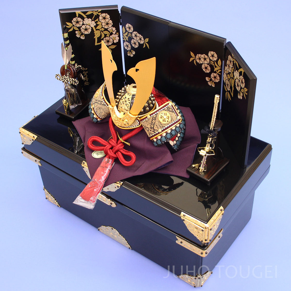 8号茶金鉢兜収納飾り　上から