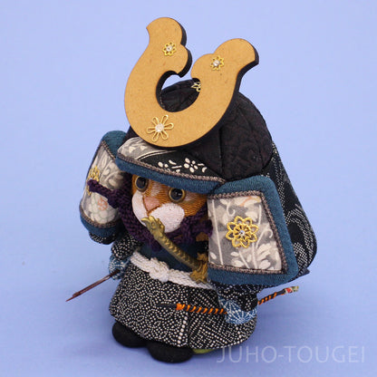 JUHO-TOUGEI  木目込み　ねこ大将　はなまる　兜3号