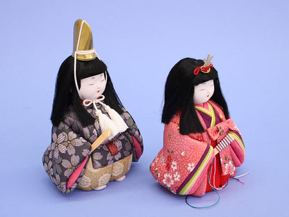 木目込み立雛単品 もも花立雛　完成品　横から