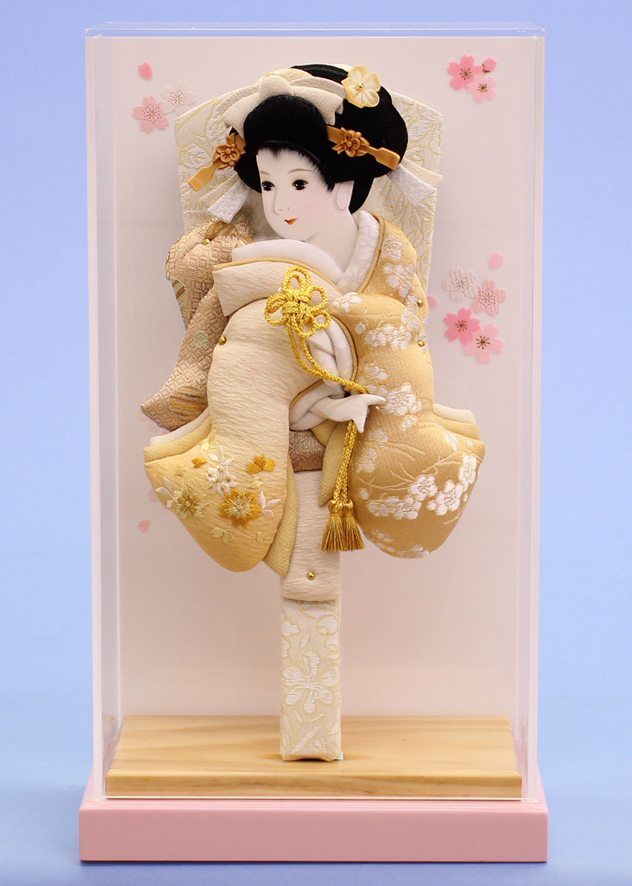 ９号刺繍美月　ゴールド　ピンクA薄型ケース飾り