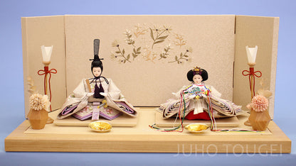 雏人偶平式摆设宽度60cm 京都 13代银灰亲王人偶与公主刺绣小花收藏