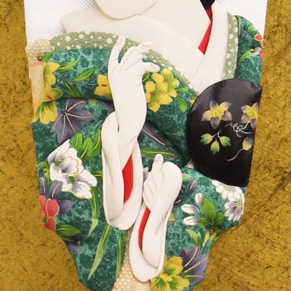 15-size Hagoita decoration, Beautiful woman picture scroll, Momoyama case included