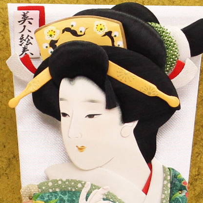 15-size Hagoita decoration, Beautiful woman picture scroll, Momoyama case included