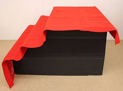 天広、高床タイプ スチール段(サイドカーバー、毛氈付き)斜めから