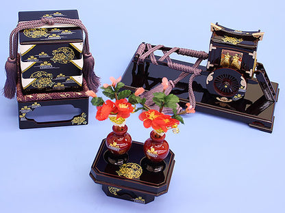 Hina Dolls 3-tiered Display 6-piece Set No.35 Yukiwa botan sakura (wooden)