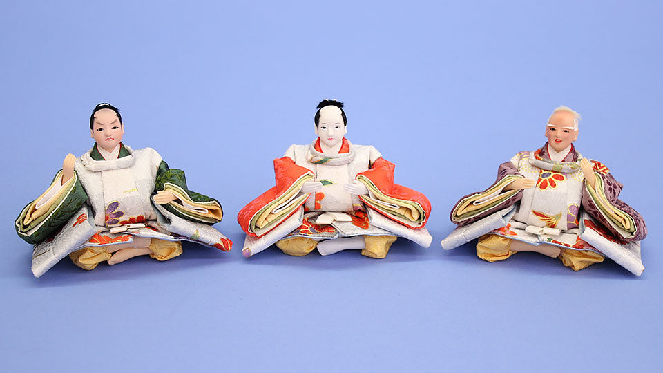お雛様 ひな人形 雛祭り 五人囃子 三人官女 仕丁 随身 小道具付 雛人形衣装着：五人囃子、随身、三人仕丁の単品販売 – 寿鳳人形の東芸