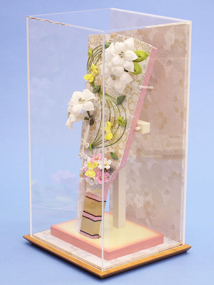 JUHO-TOUGEI １０号つまみかんざしが外せるおしゃれな羽子板 Lily-w 白桜ケース飾り