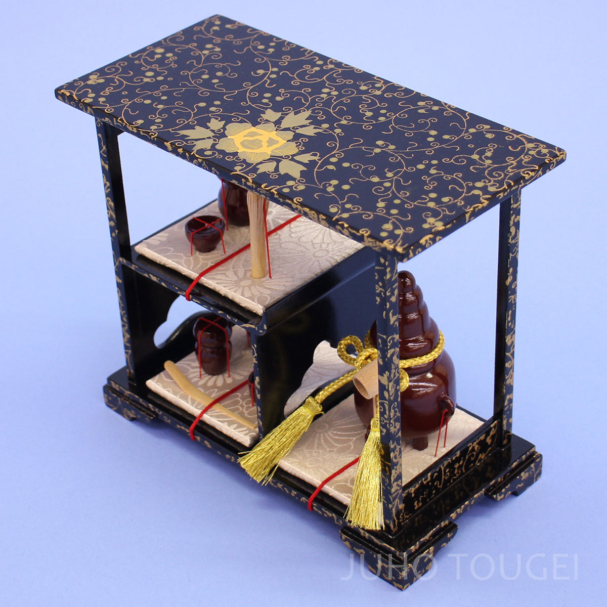 40号唐草9品セット　台子　横から