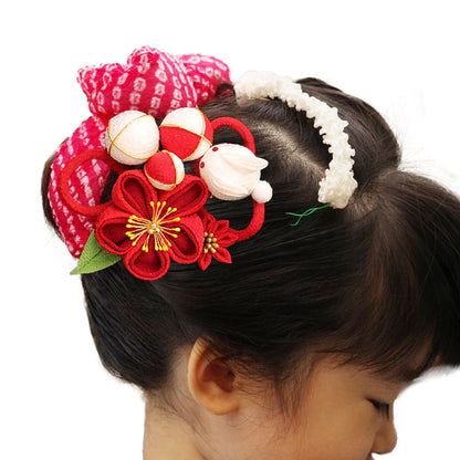 お花の羽子板 7号コンパクトでおしゃれな羽子板 うさぎ簪赤 アクリルスタンド付き